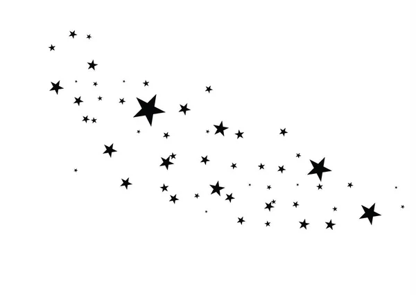Estrelas sobre um fundo branco. Estrela negra atirando com uma estrela elegante.Meteoróide, cometa, asteróide, estrelas. — Vetor de Stock