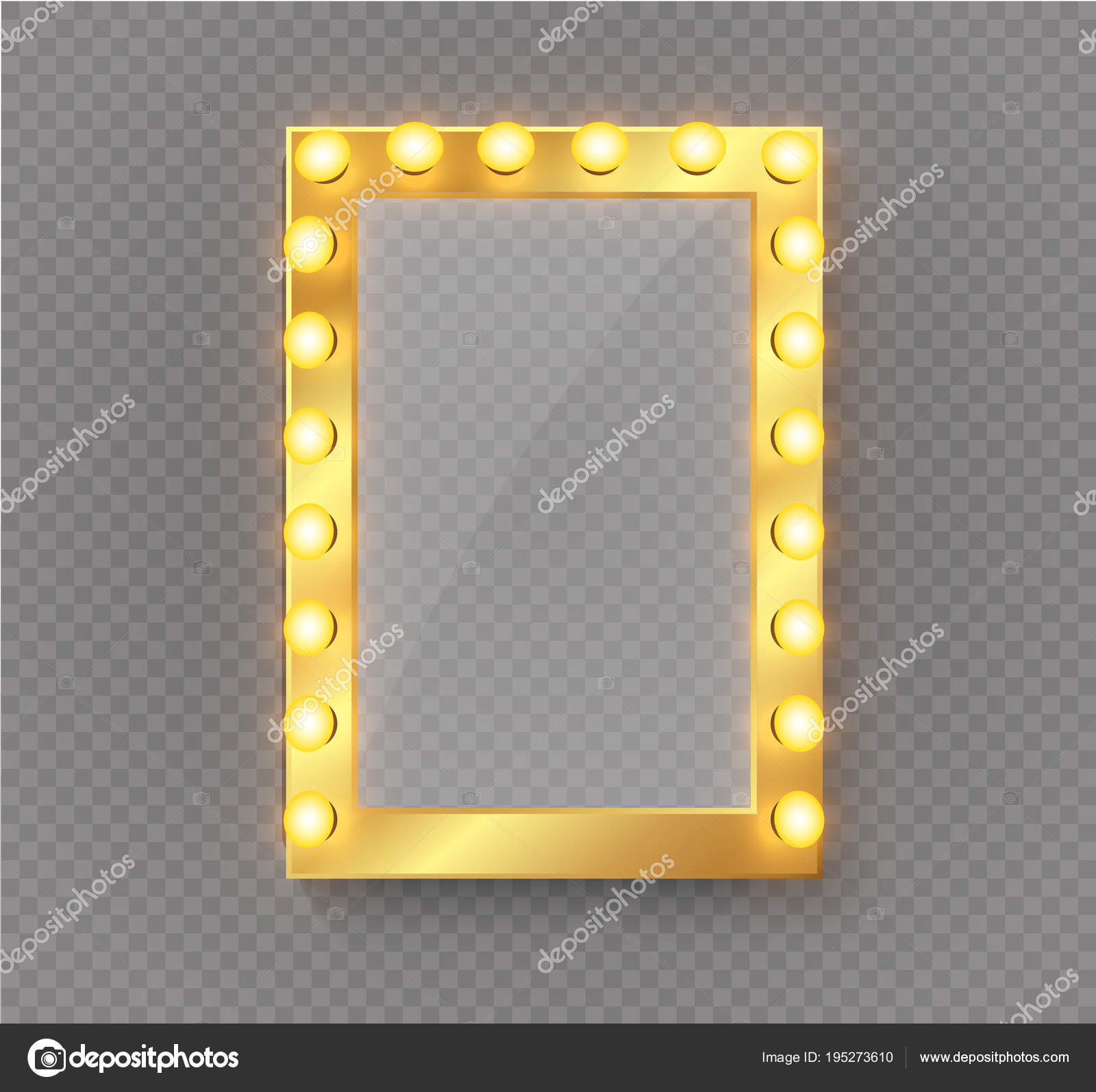 Specchio per il trucco isolato con luci doro. illustrazione di ... Specchi con luci per trucco
