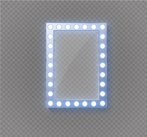 Espejo de maquillaje aislado con luces de oro. Ilustración vectorial . — Vector de stock