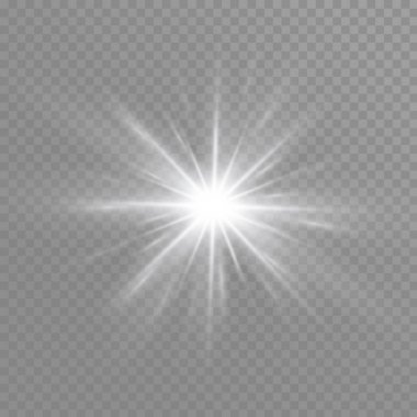 Beyaz kıvılcımlar özel ışık efekti. Şeffaf arkaplanda vektör ışıltısı. Noel soyut kalıbı. Parıldayan sihirli toz parçacıkları.