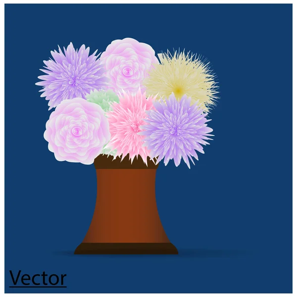 Vase von Blumen Vektor — Stockvektor