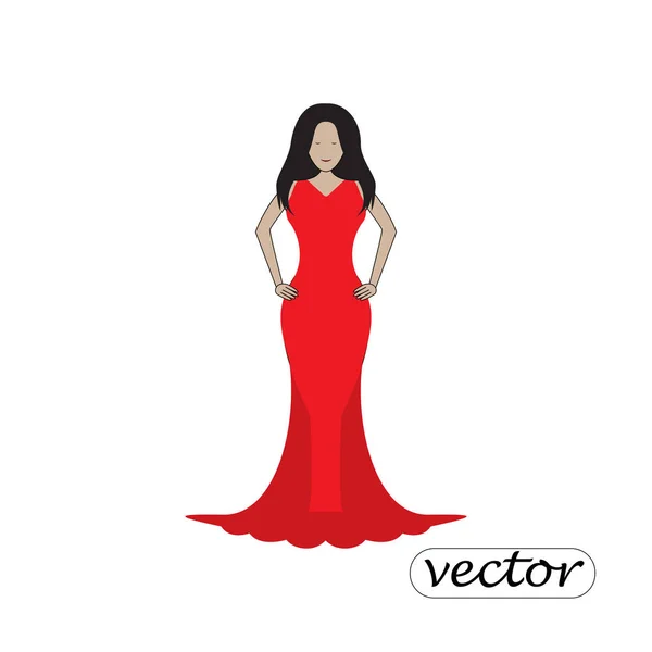 Menina em vestido vermelho, modelo, personagem , — Vetor de Stock