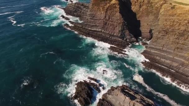 As falésias na costa oeste da Europa, vista aérea de Portugal — Vídeo de Stock