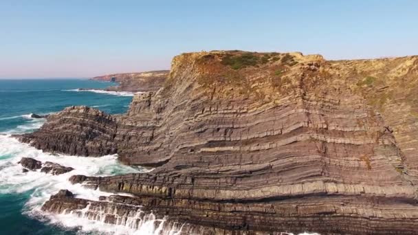 The cliffs on the west coast of Europe, Portugal aerial view — Stock Video