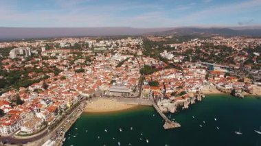 Cascais Portekiz Hava görünümünde güzel plaj Panoraması