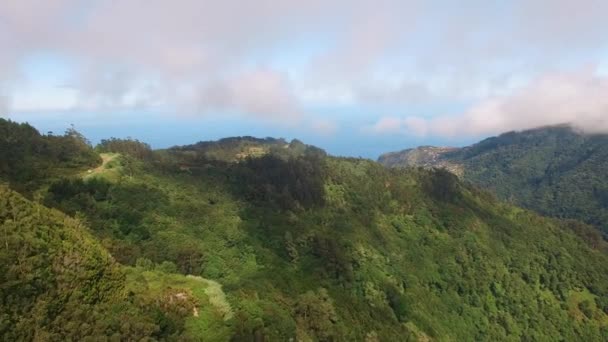 Mountains on Madeira Portugal island aerial view — Stock Video