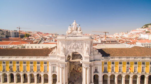 Commerce square praca de comercio lisbon Luftaufnahme, 2 september 2016 — Stockfoto