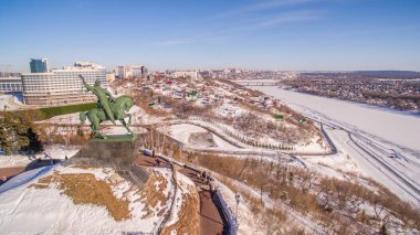 Salavat Yulaev Ufa içinde anıt, kış havadan görünümü