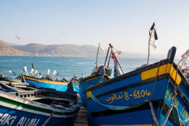 Imsouane bağlantı noktası Fas 10 Ocak 2017 tekneler