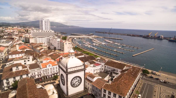 Letecký pohled na Praca da Republica v Ponta Delgada, Azory, Portugalsko. — Stock fotografie