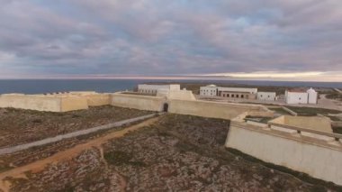 Akşam hava görünümünü, Portekiz, havadan görünümü Sagres kale