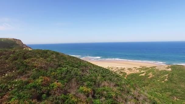 Portugisiska Algarve kusten, söder om landet Praia da Cordoama, Vila do Bispo — Stockvideo