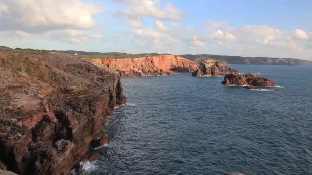 Portugals kust på Rota Vicentina på kvällen — Stockvideo