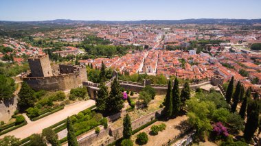 Hava panoramik şehir Tomar fron Monastrty convento de cristo