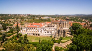 Portekiz, Tomar 'daki İsa Manastırı' nın havadan görünüşü