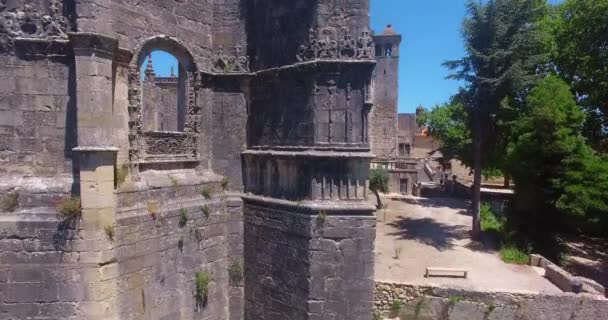 Aerial view of monastery Convent of Christ in Tomar, Portugal — Stock Video