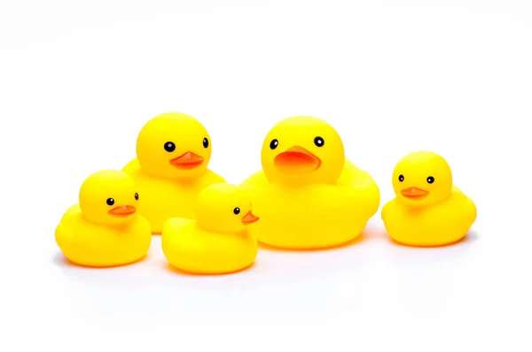 Yellow rubber duck toy on white background — Stock Photo, Image