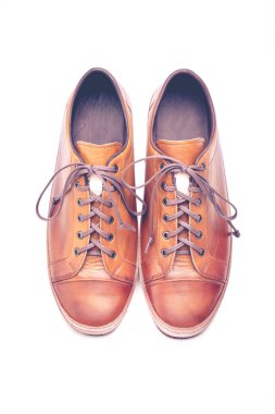 erkek deri kahverengi ayakkabılar beyaz arka plan üzerinde.