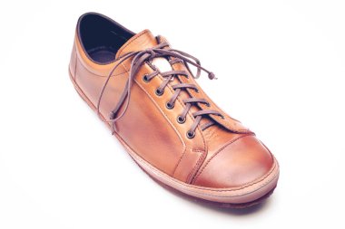 erkek deri kahverengi ayakkabılar beyaz arka plan üzerinde.