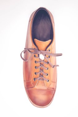 erkek deri kahverengi ayakkabılar beyaz arka plan üzerinde.