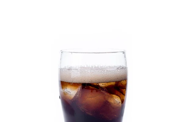 Ice cola with splashing, bubbles. Drink with ice. — Stock Photo, Image