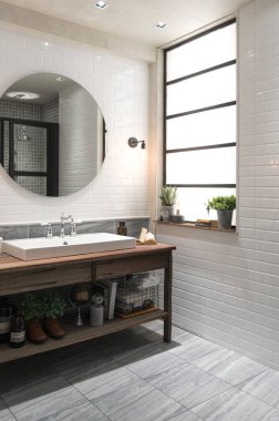Nonthaburi, Tayland-Mayıs 2, 2017: Banyo iç lavabo ile bir