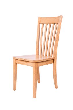 Beyaz arka planda izole edilmiş tahta sandalye