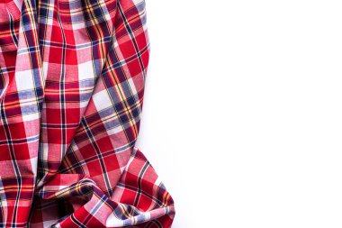 Noel tartan doku üzerinde beyaz backgro eşarp düz yatırın