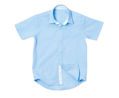 Beyaz arka plan mavi çocuk forması.