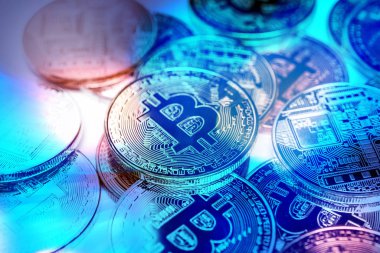 Bitcoin altın sikke. Cryptocurrency kavramı