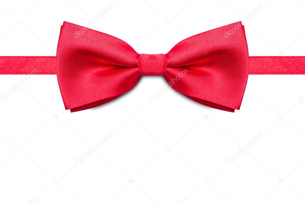 Red bow tie isolated on white background.