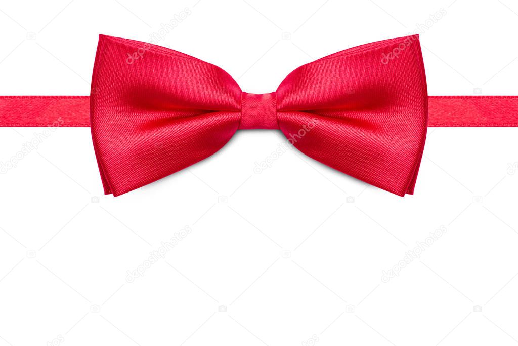 Red bow tie isolated on white background.