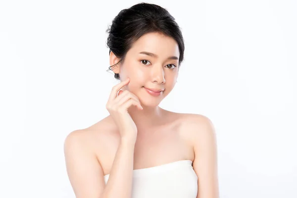 Portret Mooie Jonge Aziatische Vrouw Schoon Frisse Blote Huid Concept — Stockfoto
