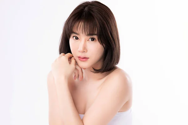 Retrato Hermosa Joven Mujer Asiática Limpia Concepto Piel Desnuda Fresca —  Fotos de Stock