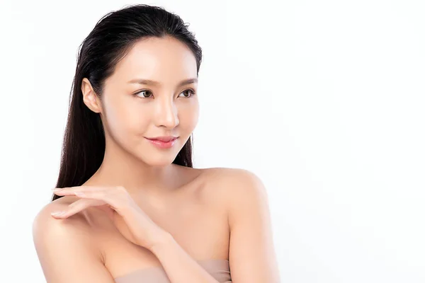 Retrato Hermosa Joven Mujer Asiática Limpia Concepto Piel Desnuda Fresca — Foto de Stock