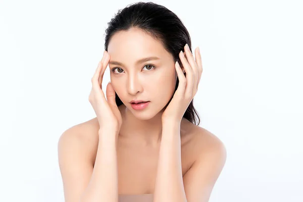 Hermosa Mujer Asiática Joven Con Piel Limpia Fresca Cuidado Cara — Foto de Stock