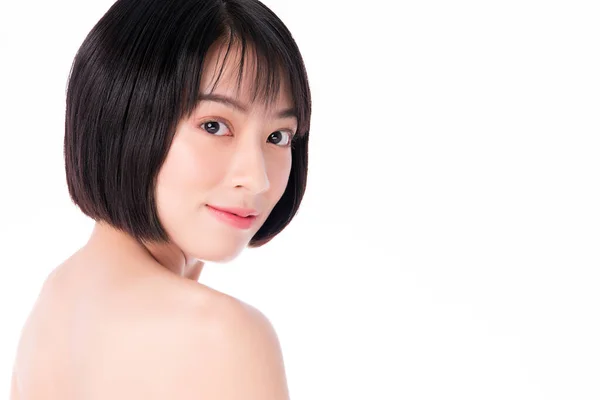 きれいな新鮮な肌を持つ美しい若いアジアの女性 顔のケア 顔の治療 美しさと健康的な肌と化粧品の概念 — ストック写真