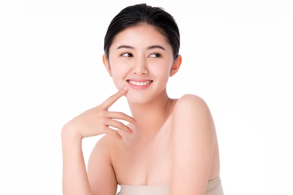 Belle Jeune Femme Asiatique Avec Peau Fraîche Propre Soins Visage — Photo