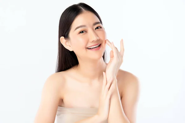 Hermosa Mujer Asiática Joven Con Piel Limpia Fresca Cuidado Cara —  Fotos de Stock