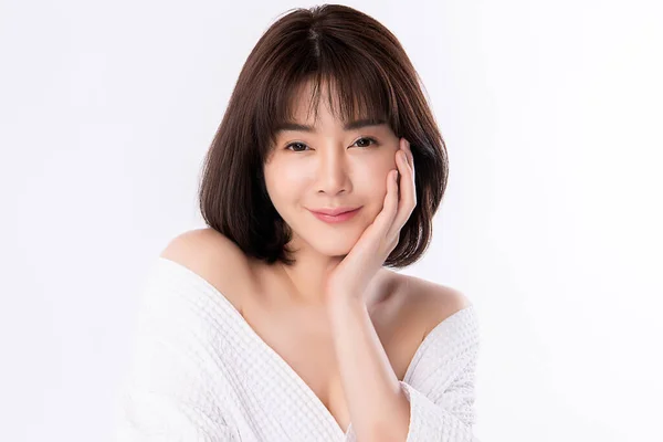 Hermosa Mujer Asiática Joven Con Piel Limpia Fresca Cuidado Facial —  Fotos de Stock