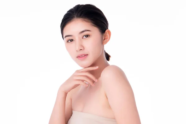 Belle Jeune Femme Asiatique Avec Peau Fraîche Propre Soins Visage — Photo