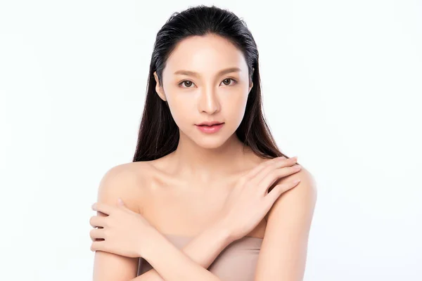 Beautiful Young Asian Woman Clean Fresh Skin Face Care Facial — Stock Photo, Image