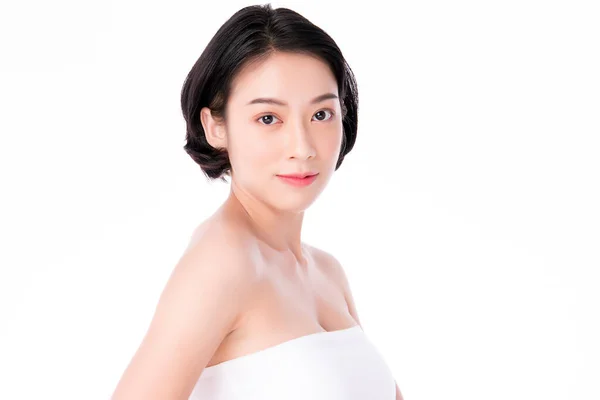 Belle Jeune Femme Asiatique Avec Peau Fraîche Propre Soins Visage — Photo