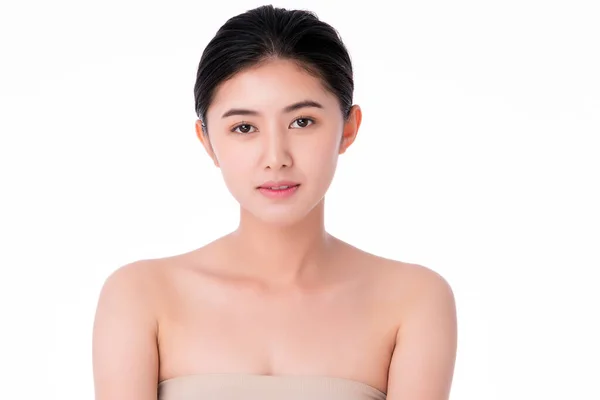 Hermosa Mujer Asiática Joven Con Piel Limpia Fresca Cuidado Facial —  Fotos de Stock
