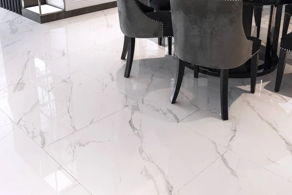 White Marble Floor Tiles Living Room — Stock Photo, Image