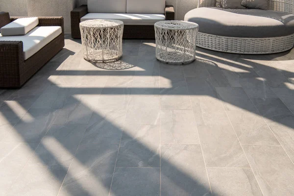 Beautiful Terrace Grey Floor Tile Outdoor — Stock Photo, Image