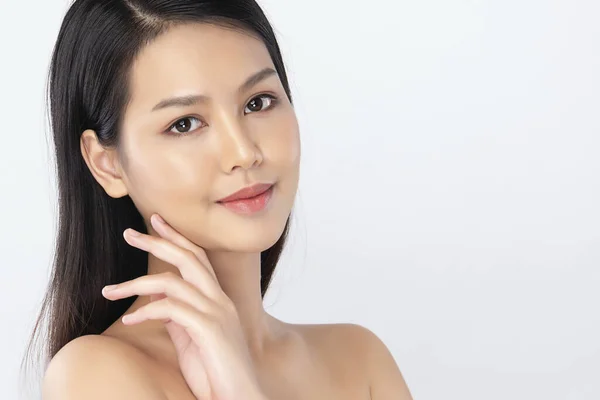 Beautiful Young Asian Woman Clean Fresh Skin Face Care Facial — Stock Photo, Image