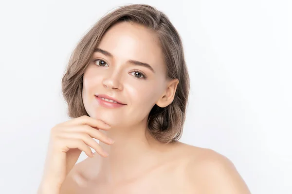 Hermosa Mujer Joven Con Limpia Piel Sana Fresca Tratamiento Facial — Foto de Stock