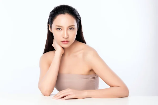 Beautiful Young Asian Woman Clean Fresh Skin Face Care Facial — Stock Photo, Image