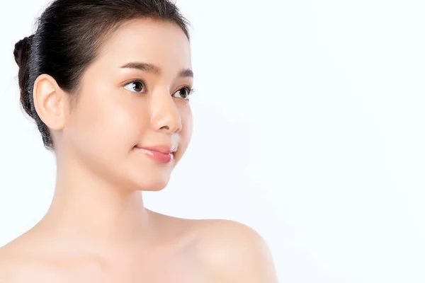 Close Beauty Woman Face Portrait Beautiful Young Asian Woman Clean — Stock Photo, Image